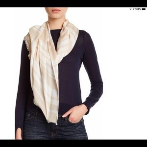kate spade Stripe Frayed Trim Scarf Beige
